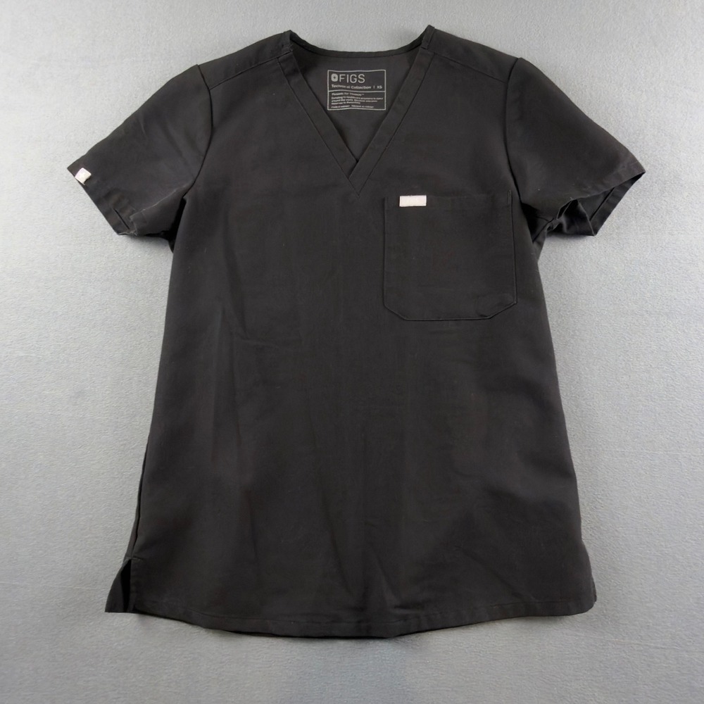 FIGS Catarina One-Pocket Scrub Top Technical Collection Black XS FW1000